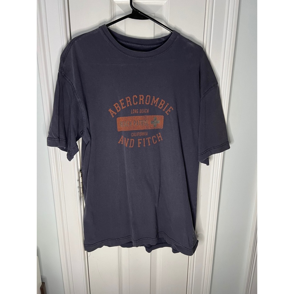 Vintage Abercrombie and Fitch Long Beach Beach Patrol T-Shirt Navy Blue Mens M